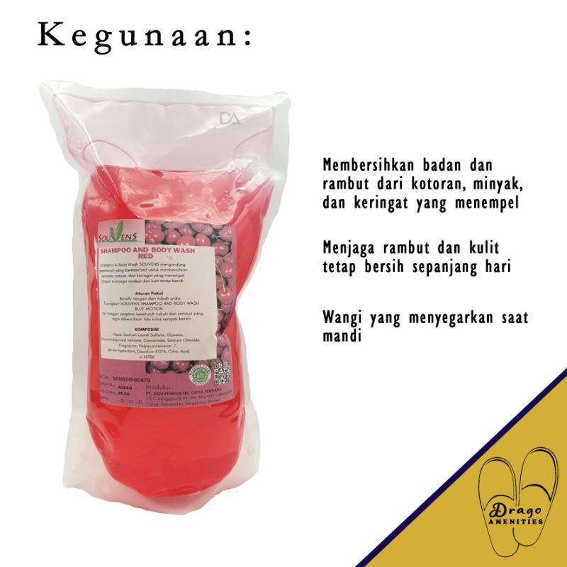 SHAMPOO AND BODYWASH 2IN1 Hotel #JadiSatu Wangi Stroberi Strawberry Refill PREMIUM buah mix segar sabun cair murah