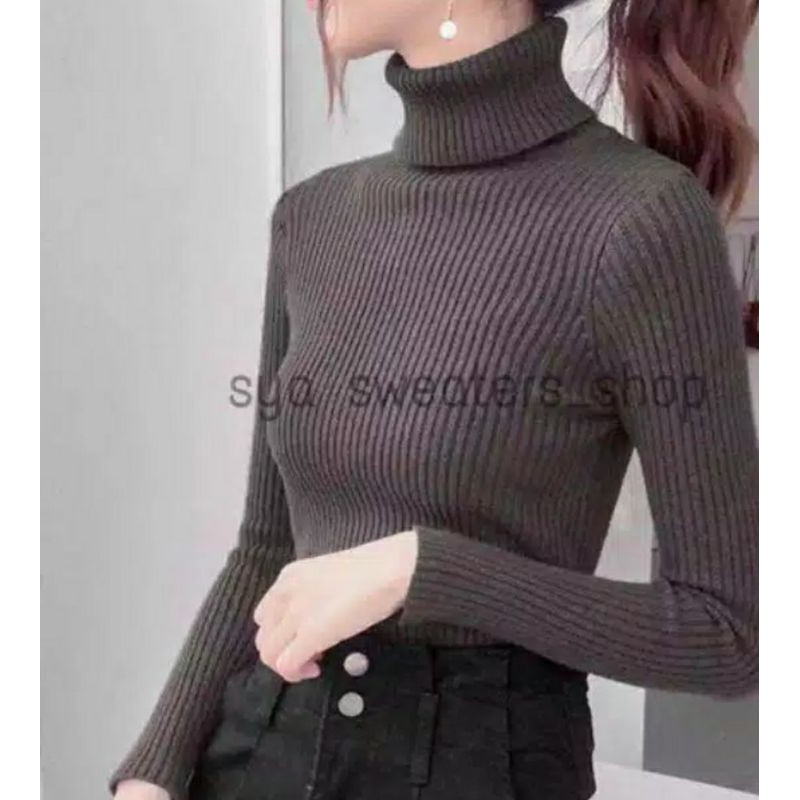 PRETTY Turtleneck / Sweater Rajut Turtle /Turtleneck Sweatee Murah / Ribbed Sweater