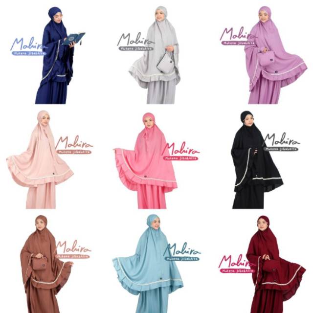 Mukena Mahira Arfa - Katun Rayon HQ - Original Polos Renda Hitam Marun Putih Navy Pink Ungu muda lav