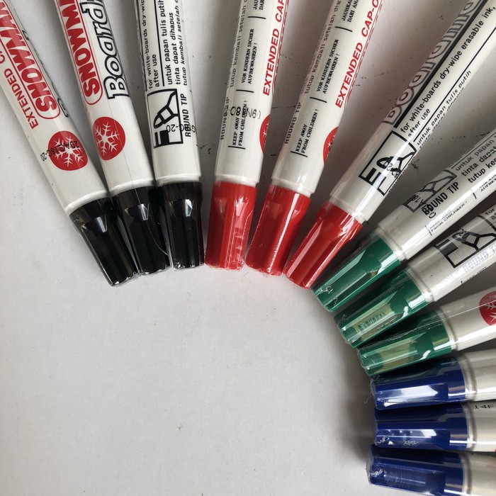 

[Promo] spidol whiteboard SNOWMAN BG 12 board marker black red blue green Hitam Diskon