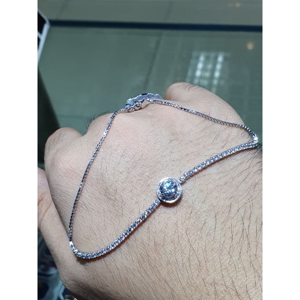 gelang serut bundar listring diamondlook emas 750