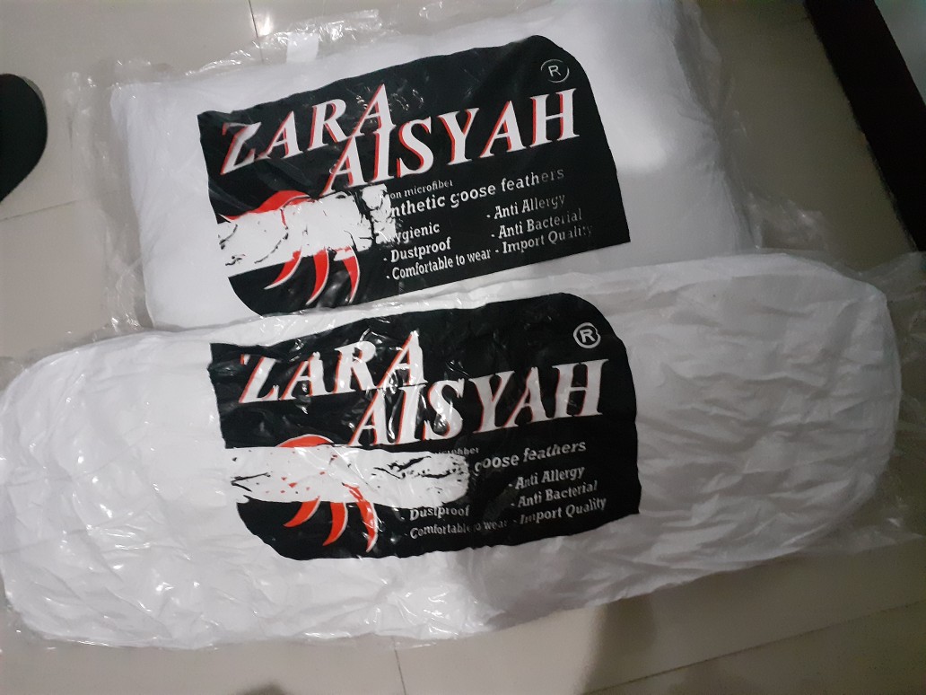 1 Set Bantal Dan Guling Zara Aisyah Empuk Lembut Kualitas Hotel
