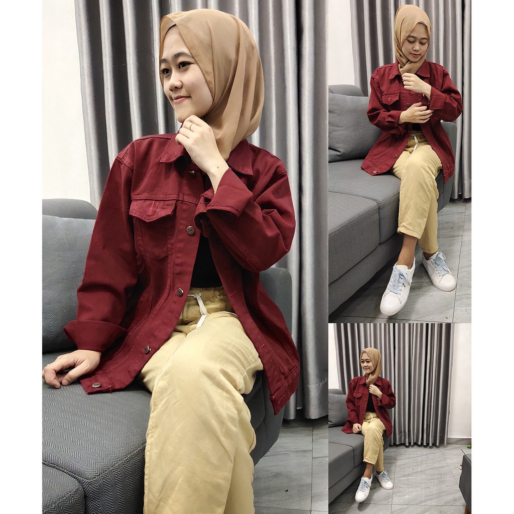 Jaket Jeans Wanita - Jaket Premium Wanita - Jaket Wanita Putih - Jaket Saku Dalam
