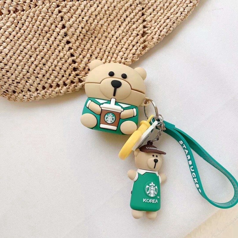 case airpods case bear beruang teddybear starbucks babybear lucu unik karakter paddington