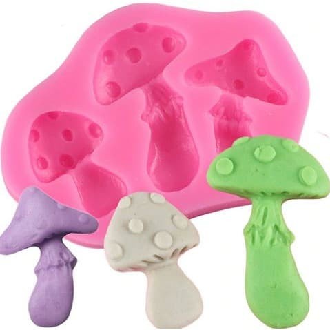 3D Silicone Mold Fondant Cake Decoration - Three Mushroom