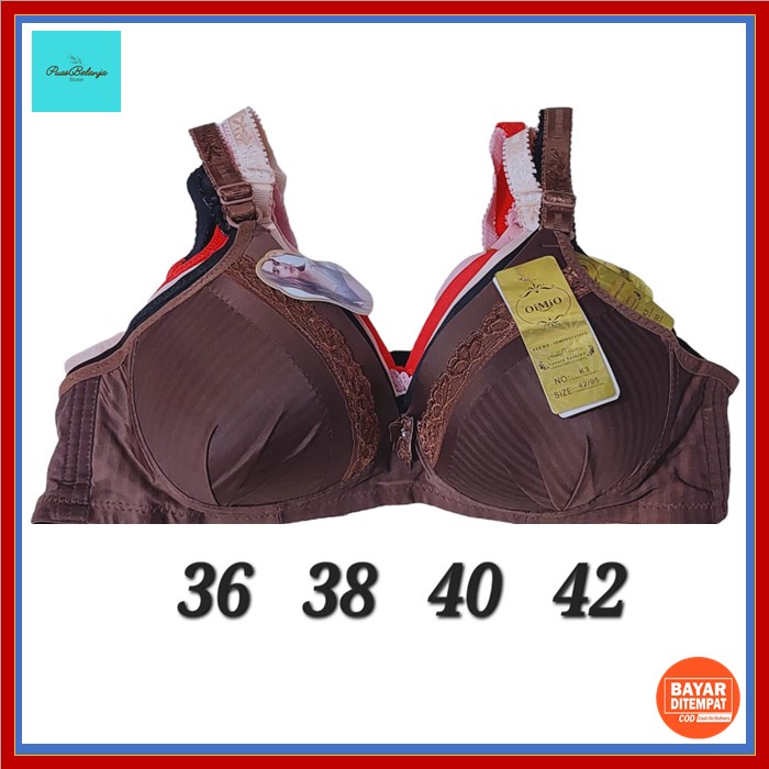 BH BRA Wanita Size 36-42 Tanpa Kawat K-321 Kait 3 Bra Fashion Brukat Bunga Premium BRA Jumbo Wanita CUP B ke C