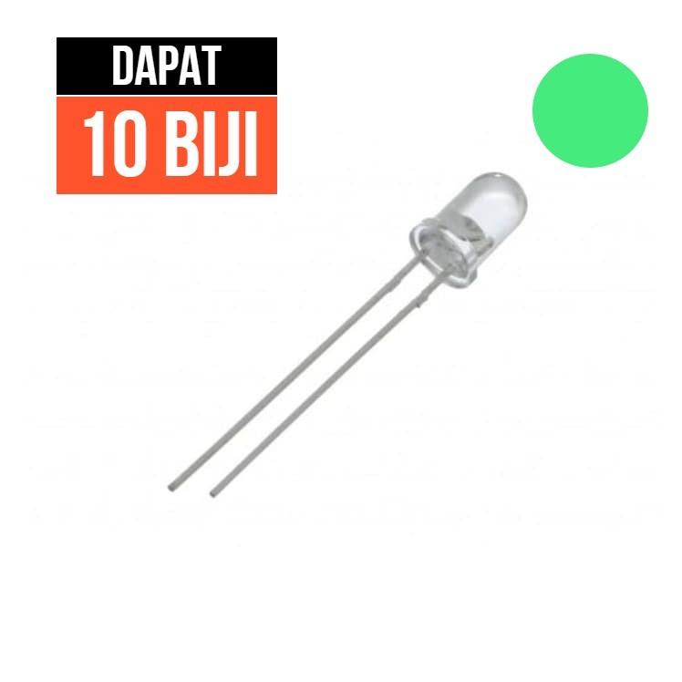 LED Green Hijau 3mm 3 mm Bening Clear Transparant Transparan