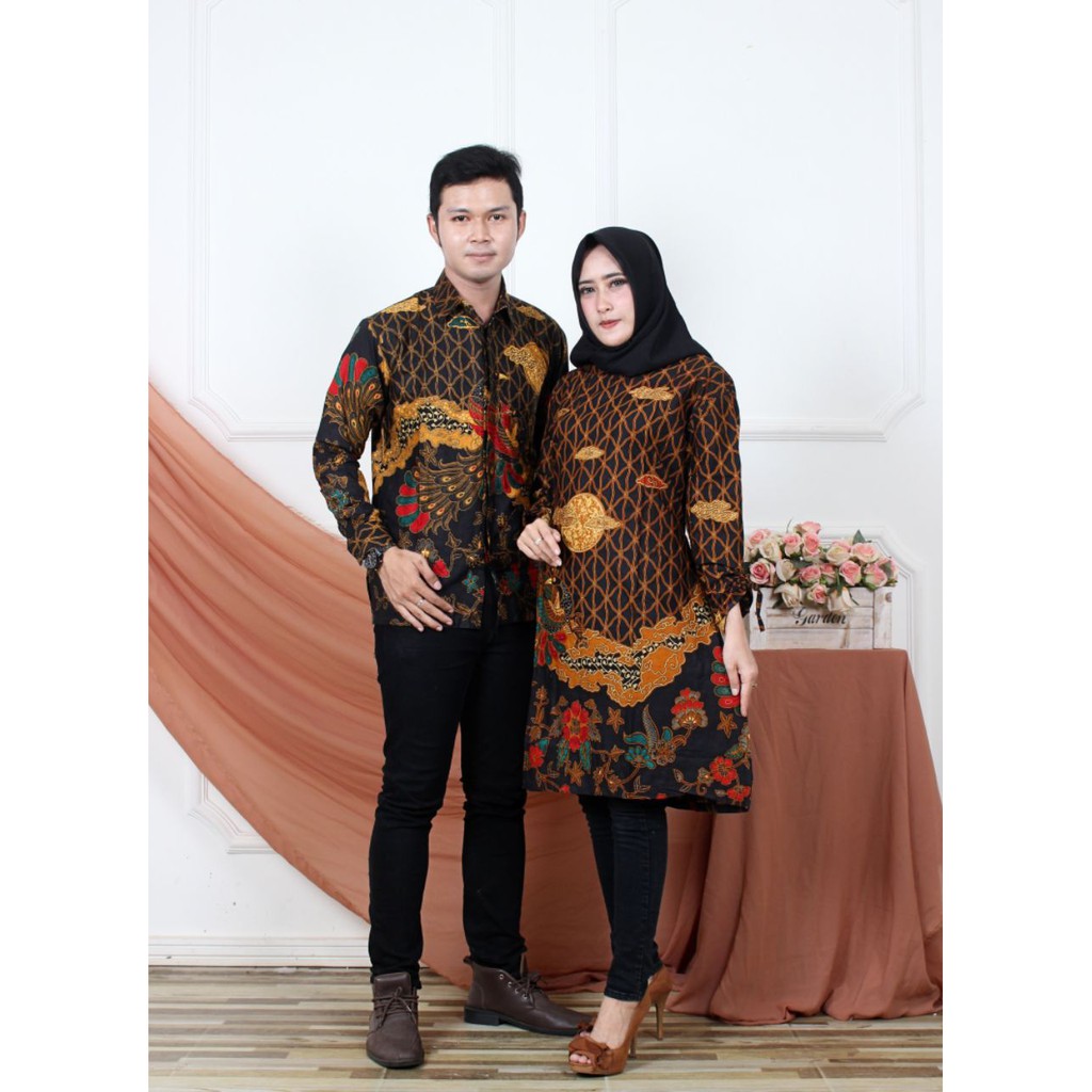 JAVA CP018 baju couple KEMEJA  GAMIS batik grosir seragam pasangan keluarga