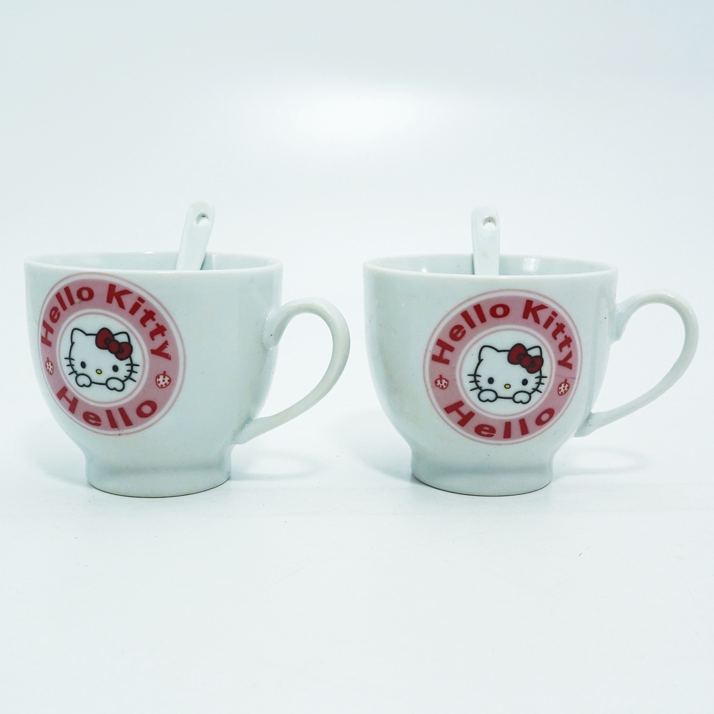 Set Gelas Keramik Kopi Hellokitty (2 Pcs) dengan Sendok GLASS