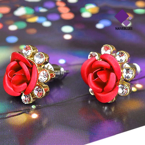 Anting Stud Desain Bunga Mawar Untuk Wanita