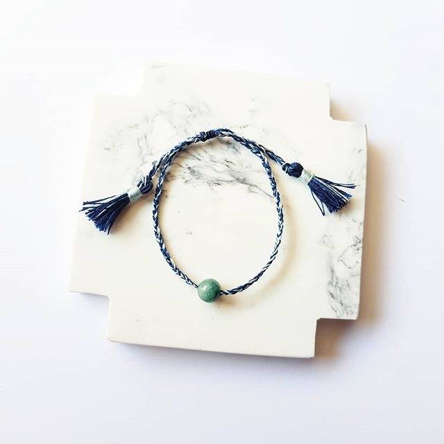 STONE BRAIDED navy-l.blue (gelang etnik / gelang / gelang beads / gelang batu/ gelang tali)