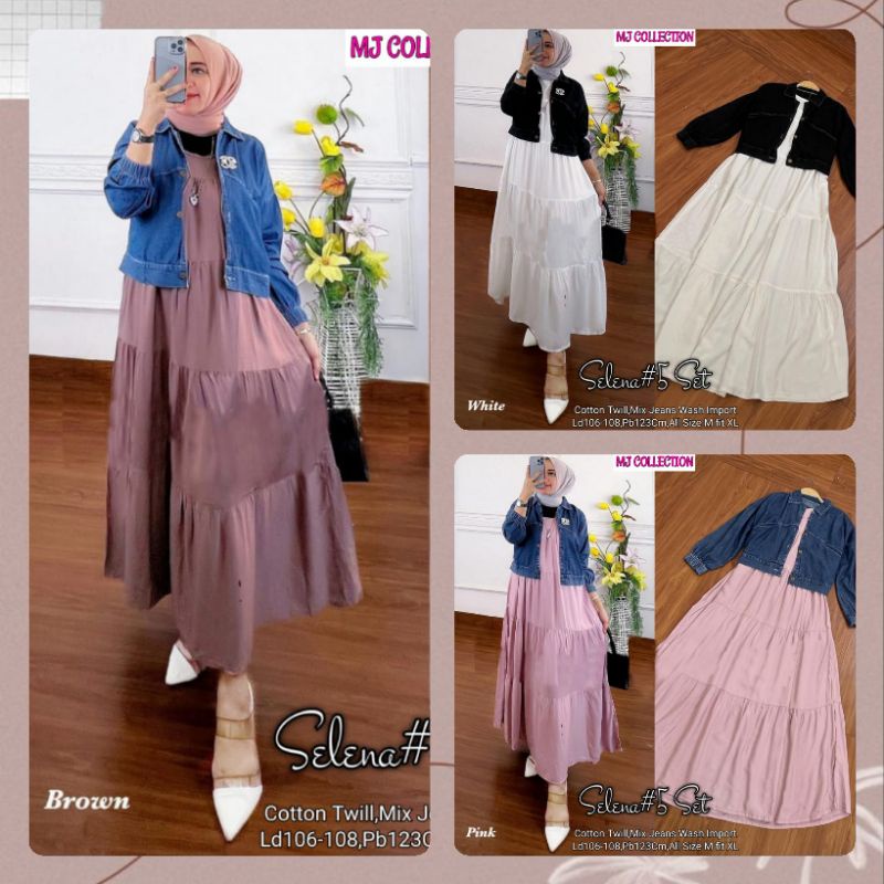 selena #5 set by mj collection/gamis dress/maxy outer jenas/set