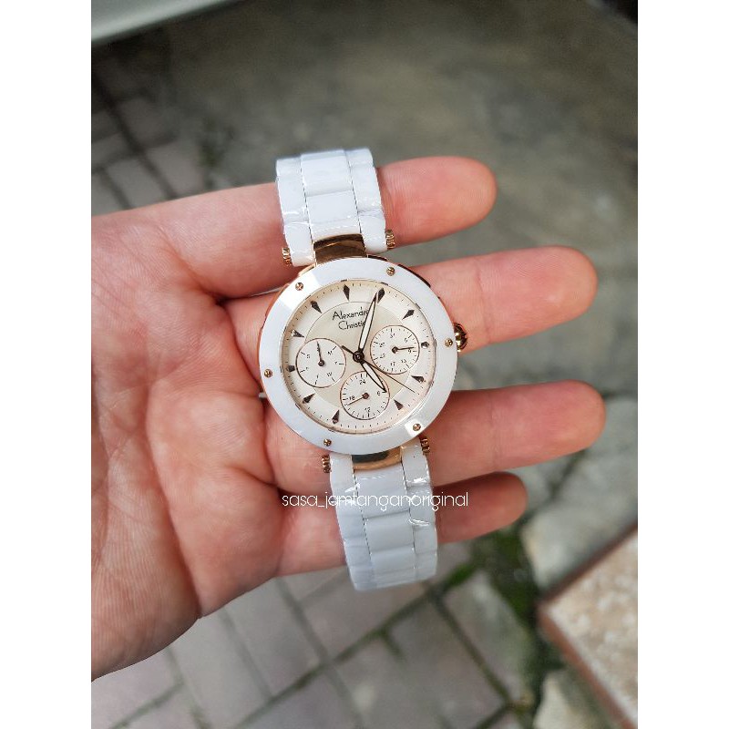 Jam Tangan Alexandre christie ac 2807 keramik putih