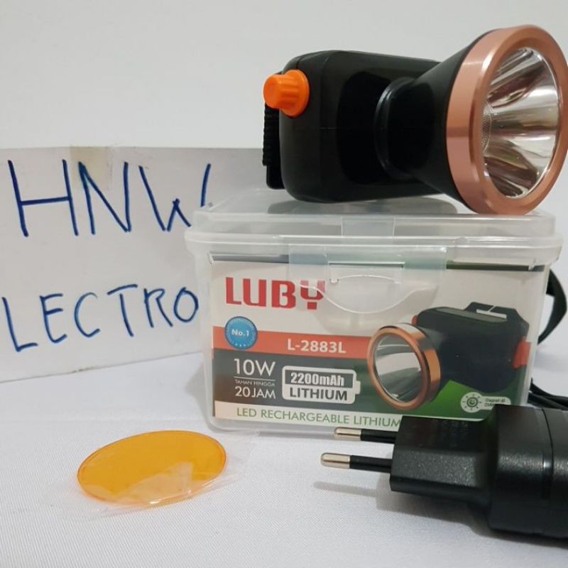 senter kepala headlamp Luby 10W 10 watt PUTIH KUNING 2883L 2883 Dimer