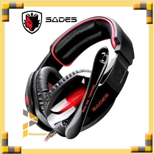 #GudangSatu - SADES SA-902 Gaming Headset Headphone Gaming USB For PC Notebook Red