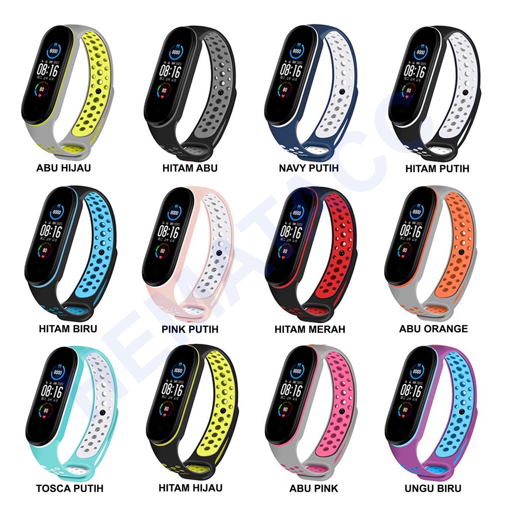 Strap Mi Band 7 6 5 4 3 Sport Anti Gerah Tali Xiaomi MiBand Sirkulasi Udara Hematacc