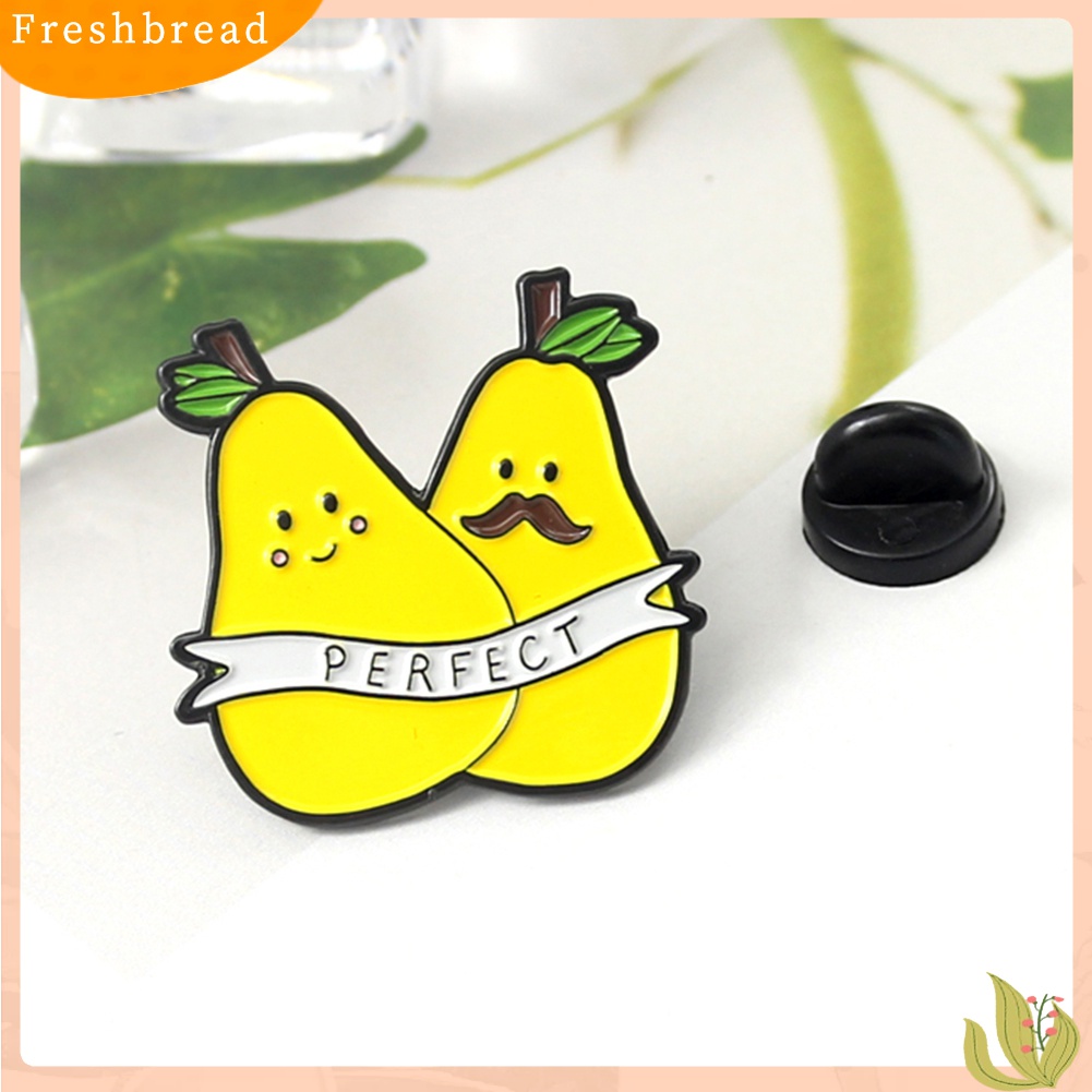 [ TERLARIS]Cartoon Double Pear English Letter Perfect Badge Collar Brooch Pin Clothes Decor