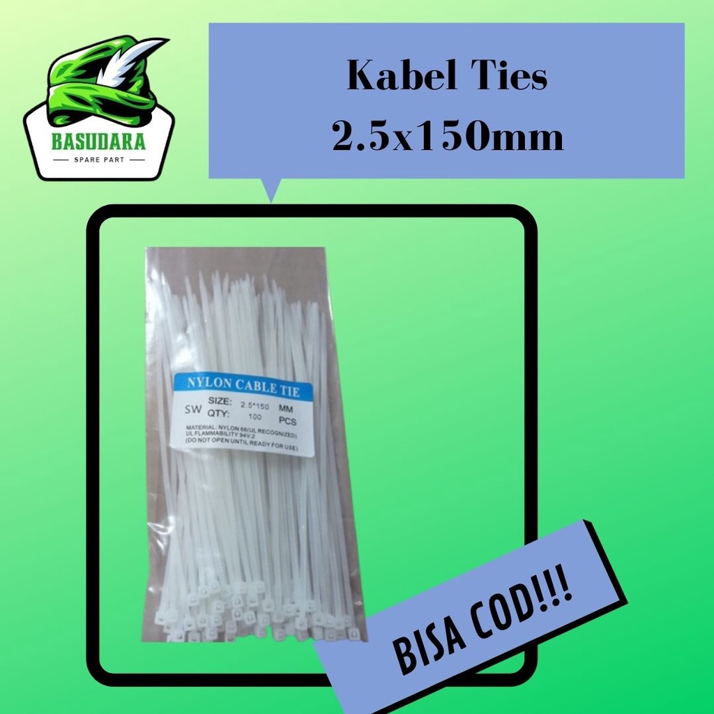 Kabel Ties Putih 2,5 x 150 mm 100 Pcs / Tali Tis Pengikat Ripe Krek Kecil