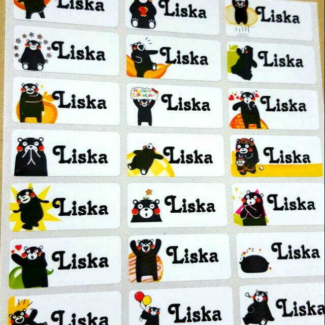 

Label nama anti air stiker waterproof Kumamon