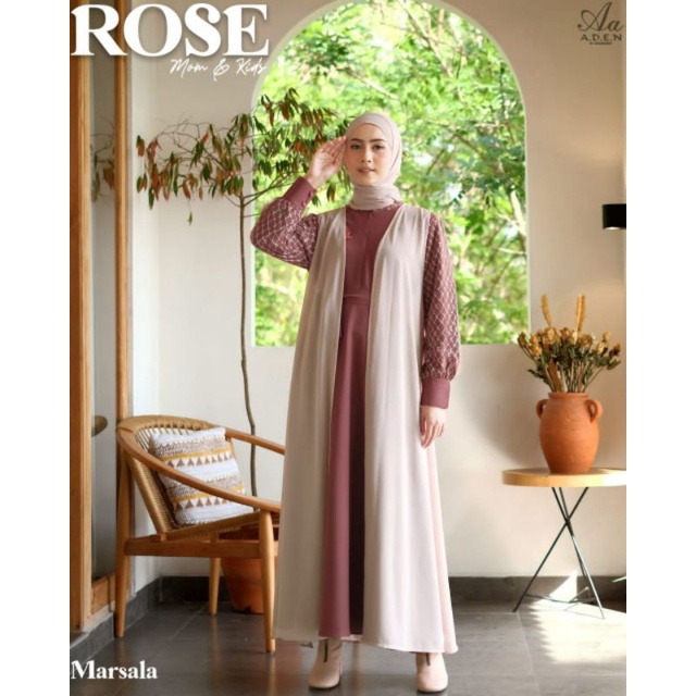 Rose Dress by Aden Hijab Anggraeni Indonesia gamis 2 layer cantik elegant gamis sultan size S M L XL