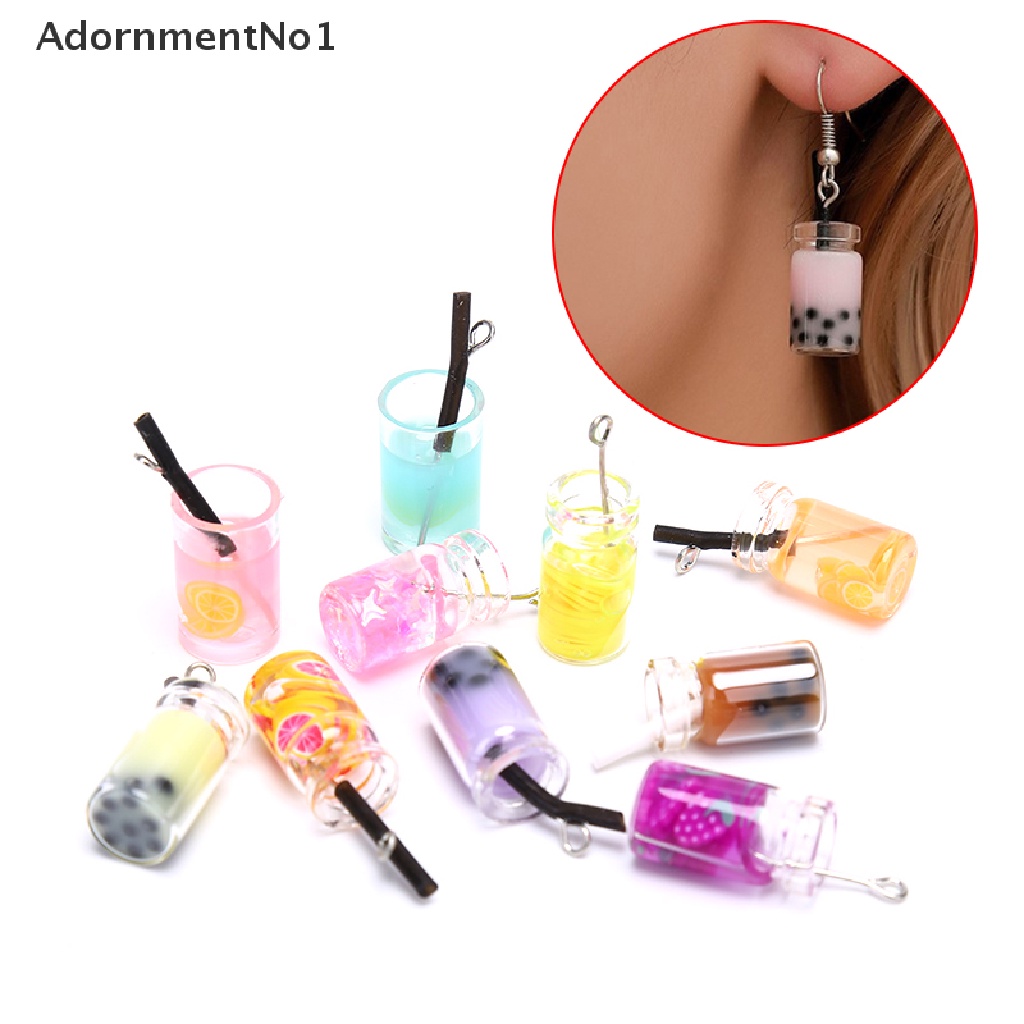 (AdornmentNo1) 10pcs / set Charm Resin Bentuk Milk Tea Untuk DIY Perhiasan / Anting