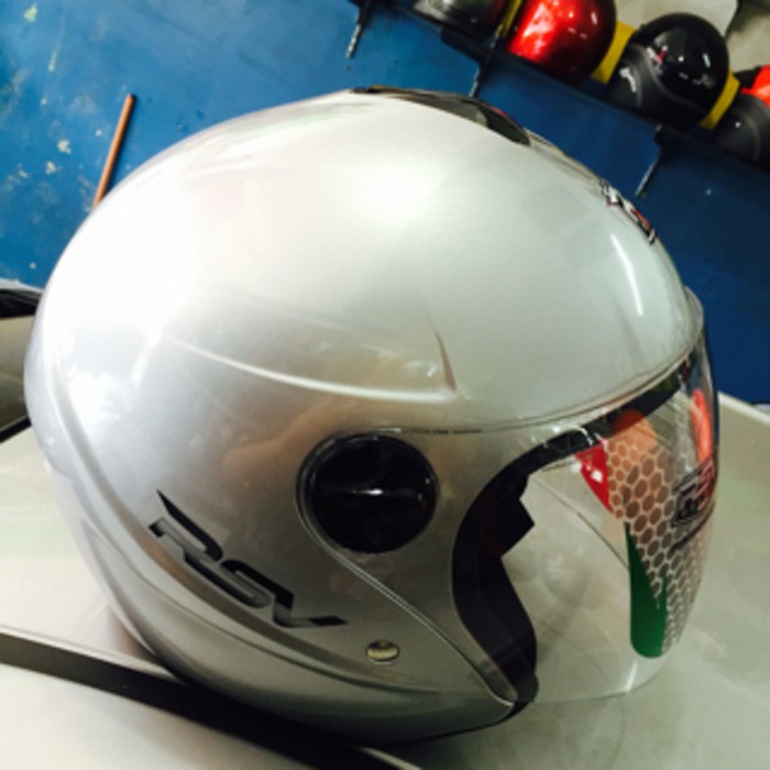helm RSV replika nolan silver abu 2in1 pet+visor murah