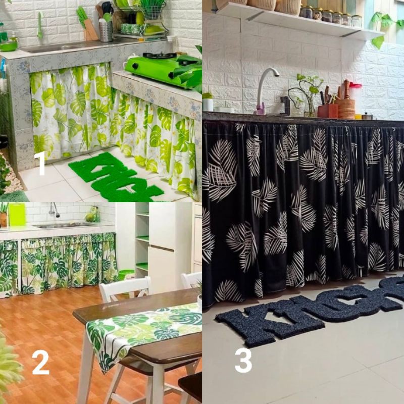 Gorden Kolong Dapur, Kolong Kompor, Kolong Cuci Piring Warna Hijau