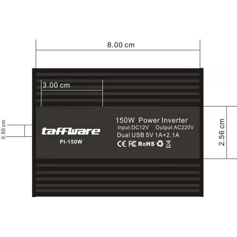 Car Inverter Pure Sine Wave DC 12V to AC 220V 150wat 2 USB Port lighter mobil