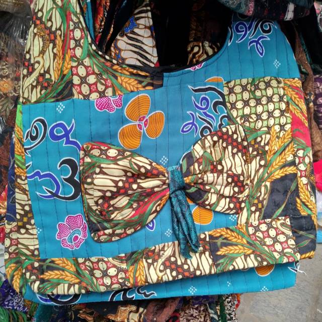 (BISA COD) TAS HAND BAG BATIK PERCA DENGAN PITA UKURAN 38x33 cm - TAS WANITA MURAH
