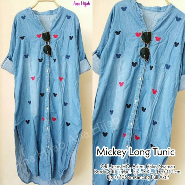 Tunik Wanita // Mickey Long Tunik By Ana // Tunik Bahan Jeans