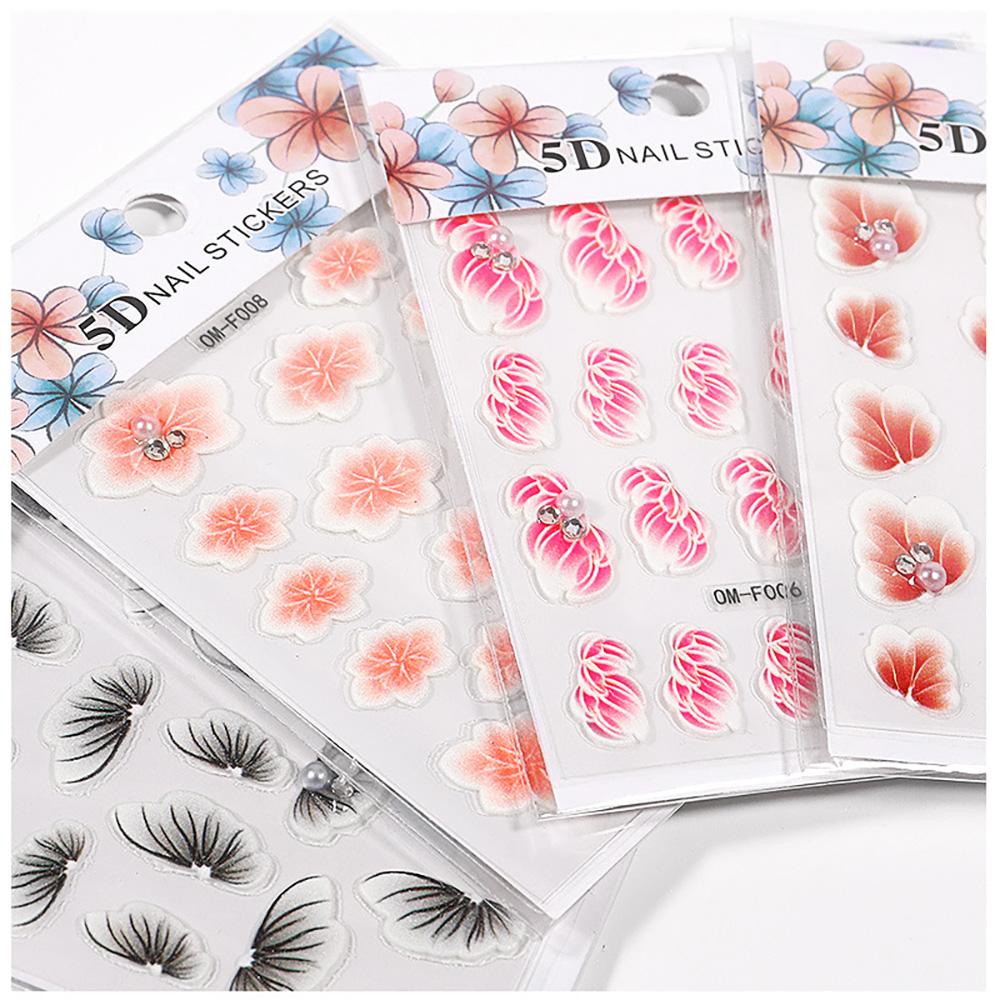 AUGUSTINA Agustina Dekorasi Nail Art Ultra-Tipis Tahan Air Tiga Dimensi Relief Manicure Decals