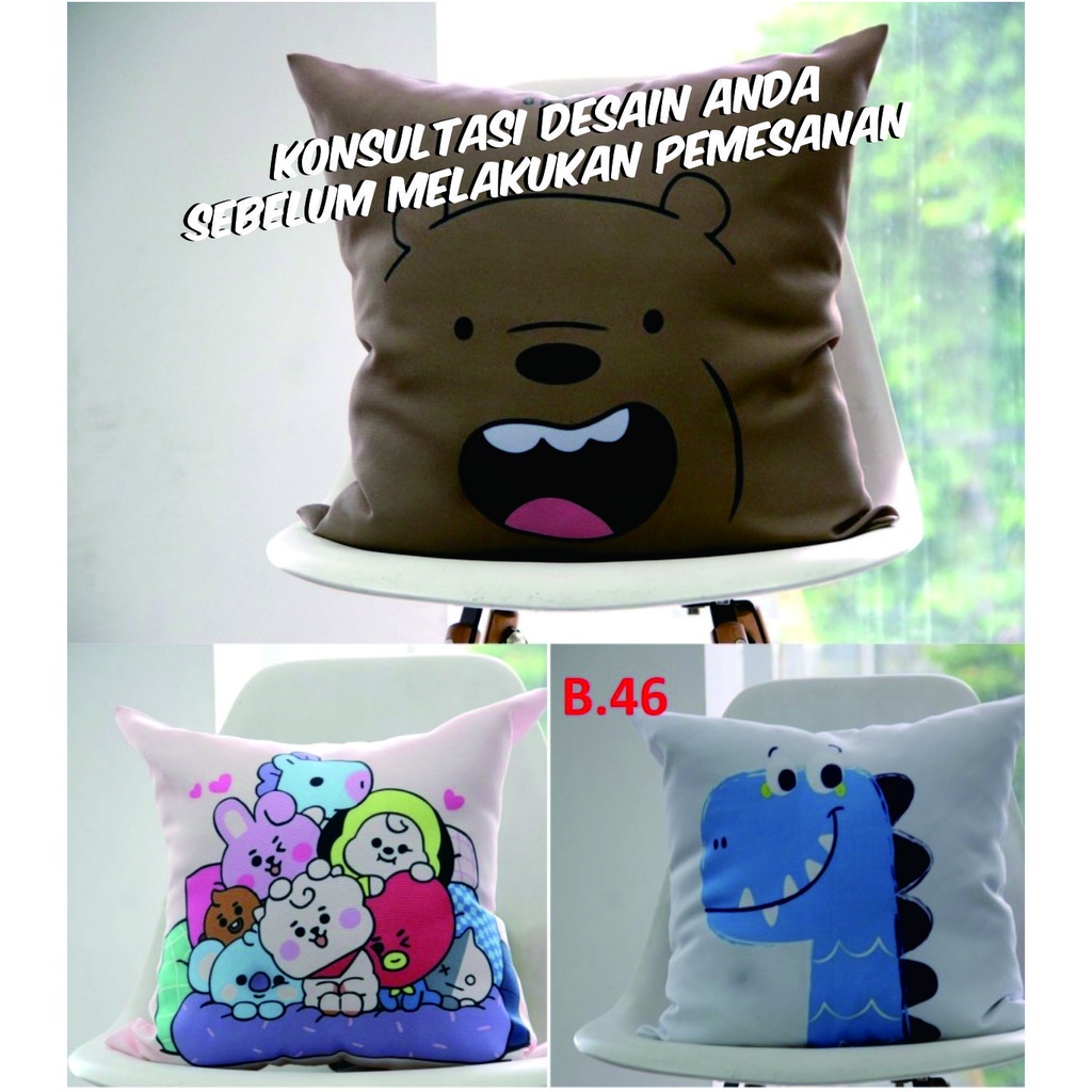 Bantal + Sarung Uk. 35 x 35 , 40 x 40, 45 x 45 dan 50 x 50 Custom