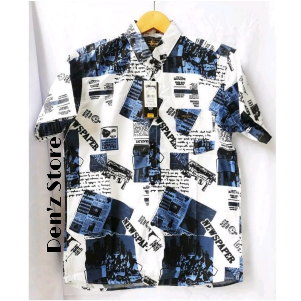 Kemeja Pantai Pria / Kemeja Pantai Motif Koran / Kemeja Full printing /Kemeja Pria Lengan Pendek/ Ke