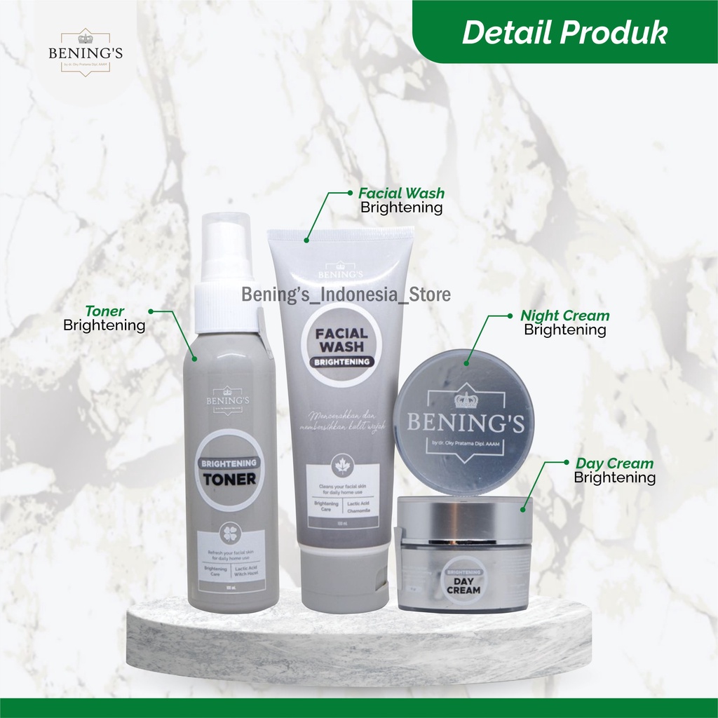 Bening Skincare Dr Oky Pratama Paket Brightening Terbaik (Free Gift) Benings Skincare - Benings Clinic Paket Pencerah-3