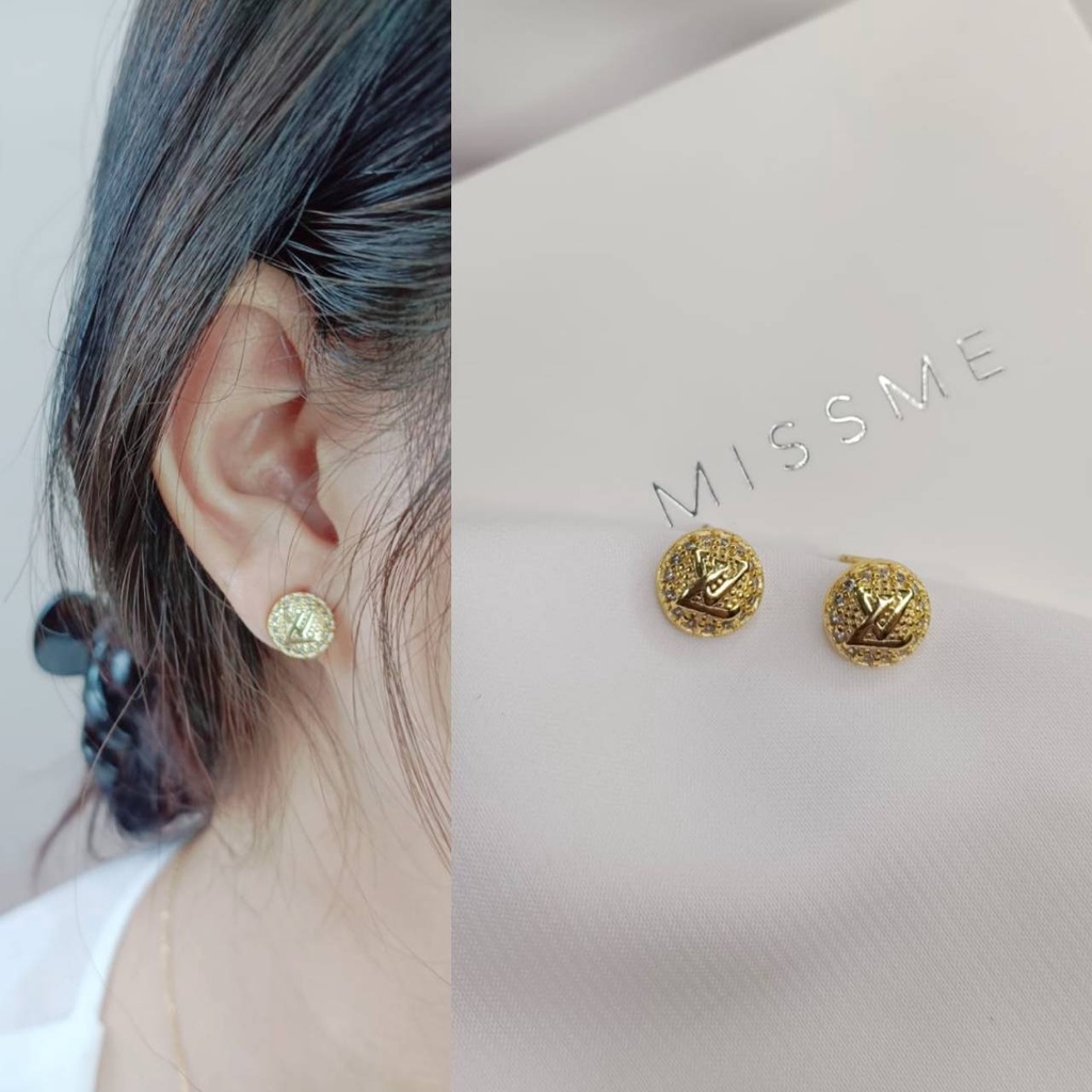 anting emas giwang titanium + box anti karat