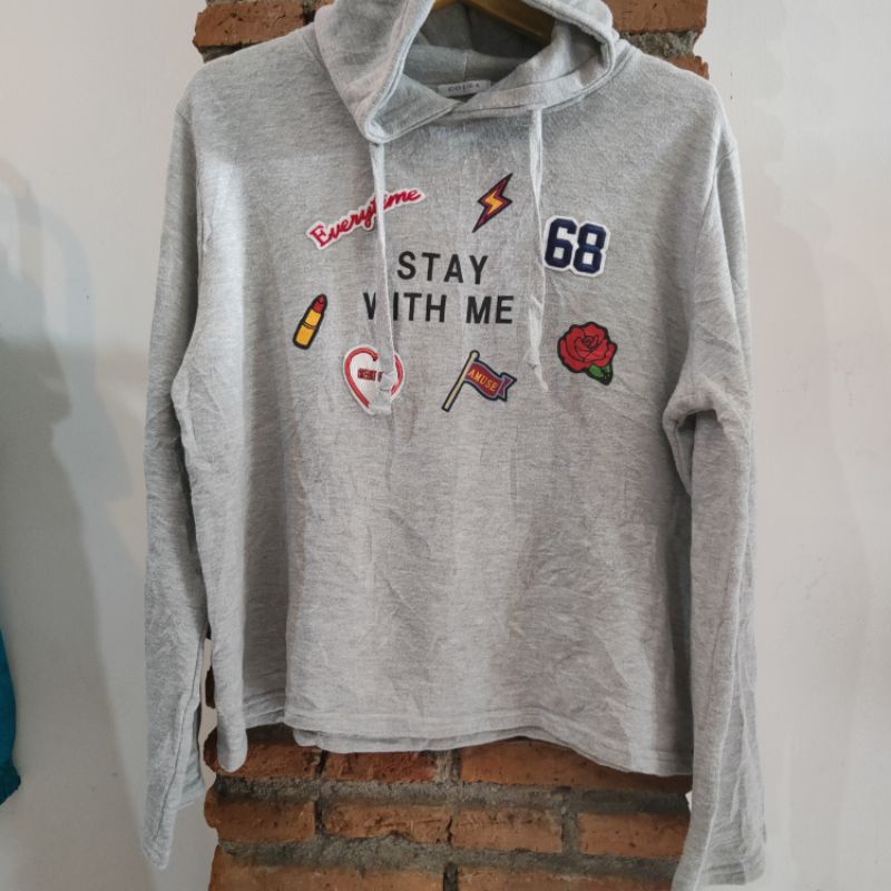 hoodie pullover cewek stay with me - Colza size L