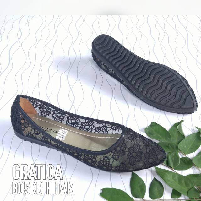 BORNEO - SEPATU B05KB FLATSHOES GRATICA   BRUKAT HITAM-SALEM