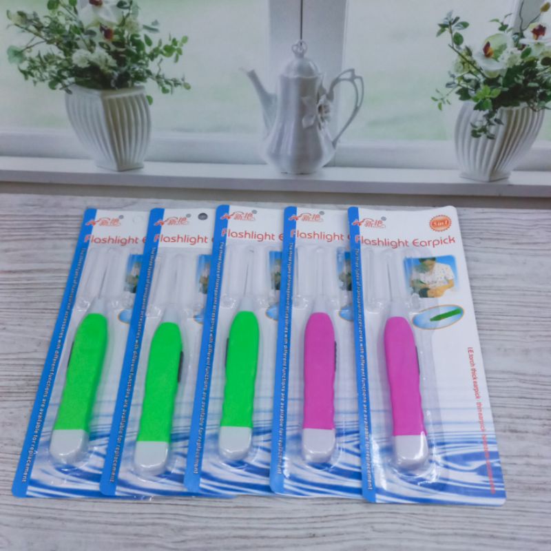 Korek Kuping Pakai Lampu Led Isi 6Pcs