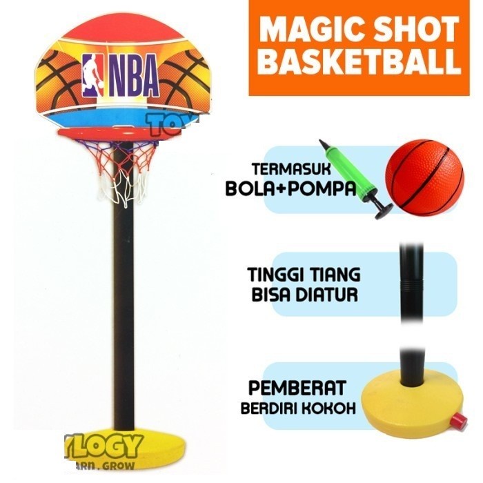 Mainan Olahraga Anak Basketball Tiang Lempar Bola Ring Basket Oval