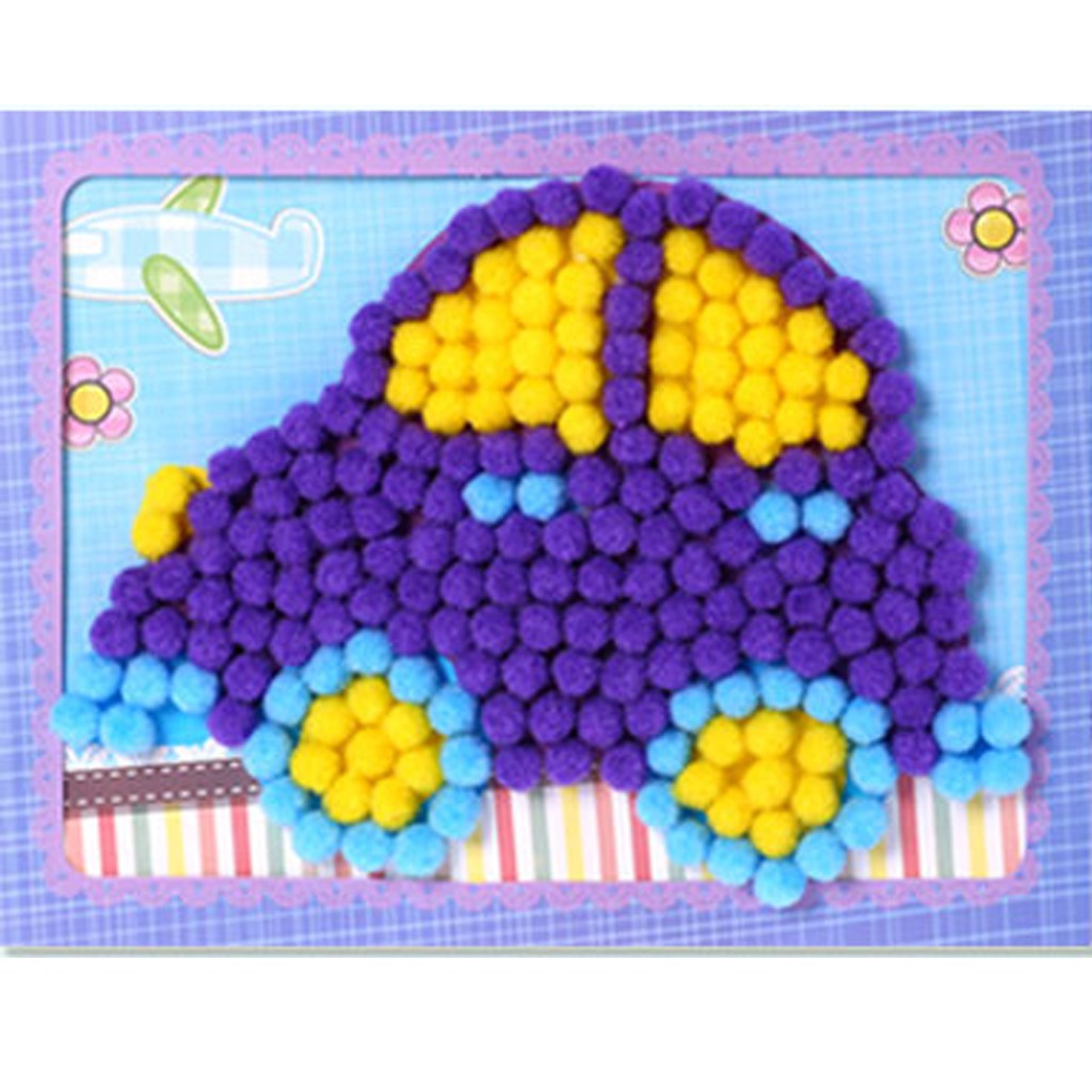 ED24 TEMPEL POM POM, DIY MAINAN EDUKASI ANAK STICKER PRAKARYA GOODIE BAG MONTESSORI IMAJIKIDO-Mobil/car