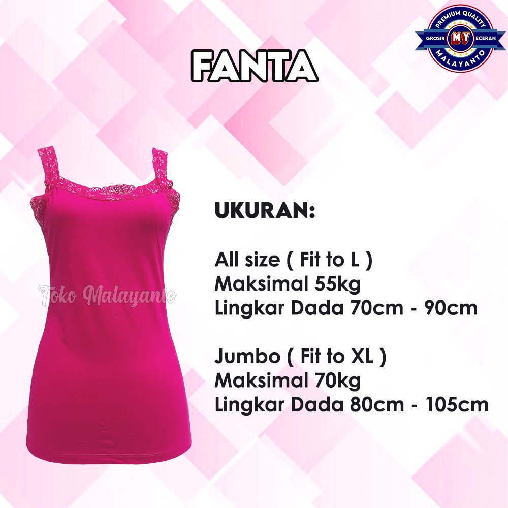 Tanktop Tali Renda Bahan Rayon Super Ukuran All Size dan Jumbo Ready stok!!-Fanta