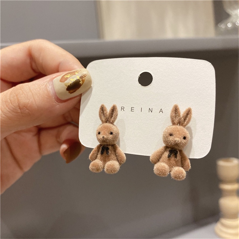 Anting Tusuk Sterling Silver 925 Model Kelinci Plush Gaya Korea Untuk Wanita