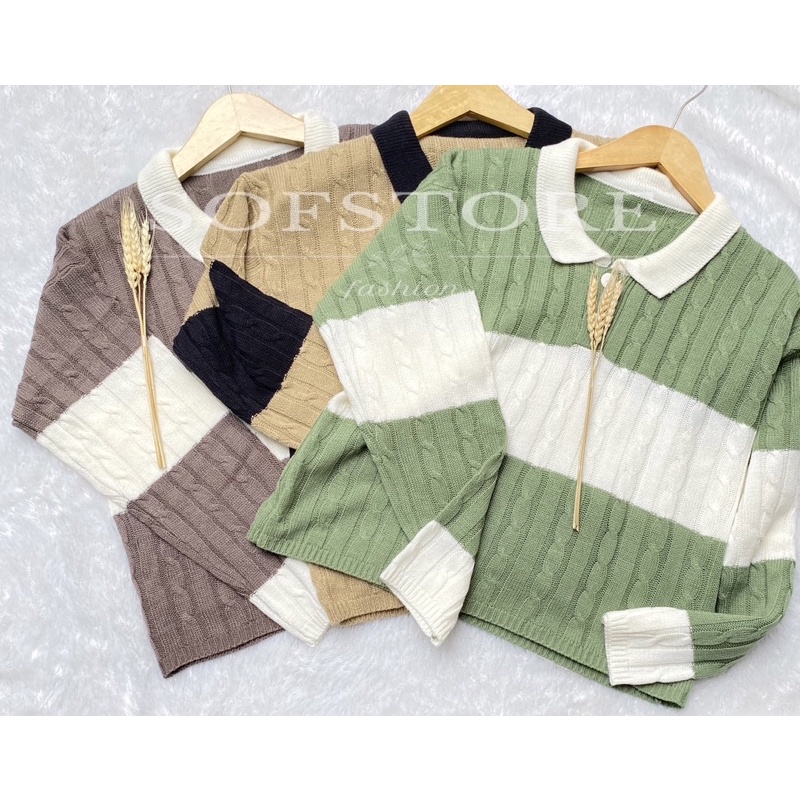 Nayara Sweater Cable Crop Top Rajut Premium Knit / Atasan wanita premium Tebal