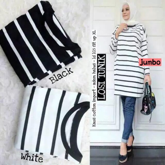 grosir fashion jakarta - baju wanita size jumbo LOSI TUNIK - konveksi b - Putih