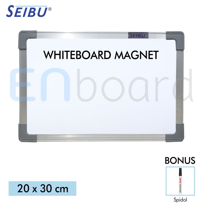 

Papan Tulis Whiteboard Gantung Magnet Single Face Seibu 20 x 30 cm Termurah