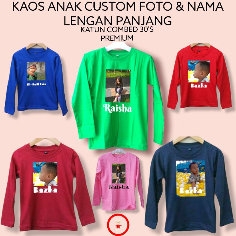 Kaos anak lengan panjang custom foto dan nama