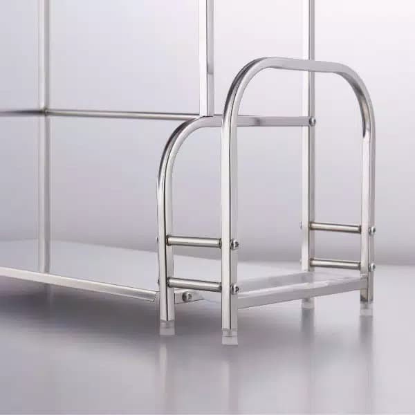 Queen_Fashions Rak Bumbu Dapur Masak Serbaguna Susun Stainless Steel Rack Penyimpanan Multifungsi