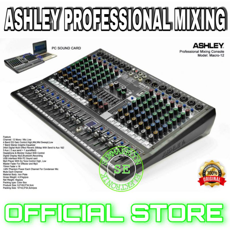 mixer audio 12 channel original ashley marco 12 usb bluetooth recording