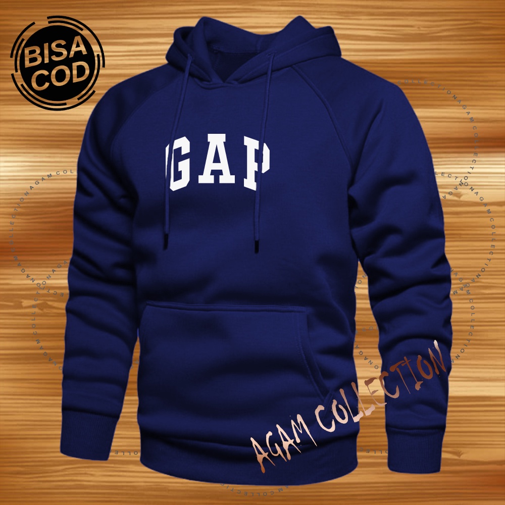 Agam collection Sweater Hoodie Distro GAP Premium Text Putih Atasan Pria Wanita Big Size