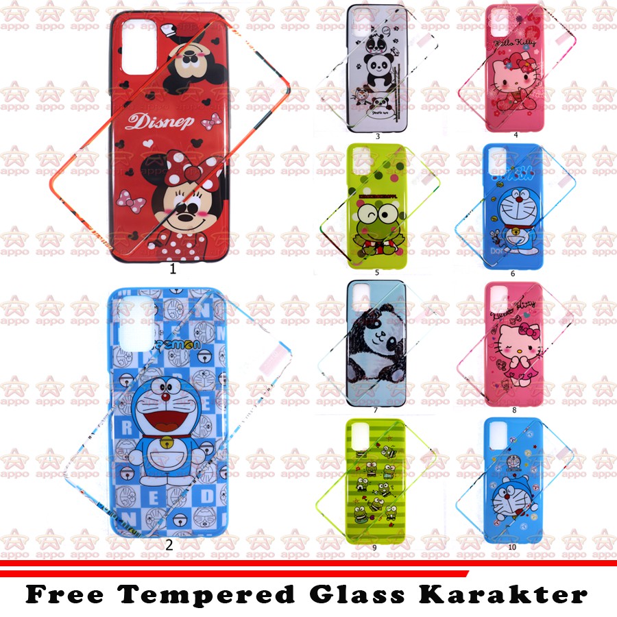 Oppo A52 / A92 Soft Case 360 Karakter Doraemon + Tempred Glass karakter